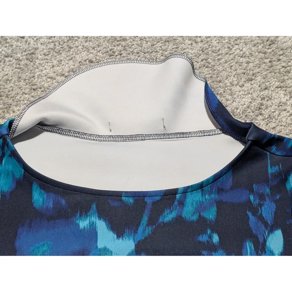 Daisy Fuentes Blue Floral Shift Dress Long Sleeve Evening Blue Combo Small NWT - Picture 7 of 8